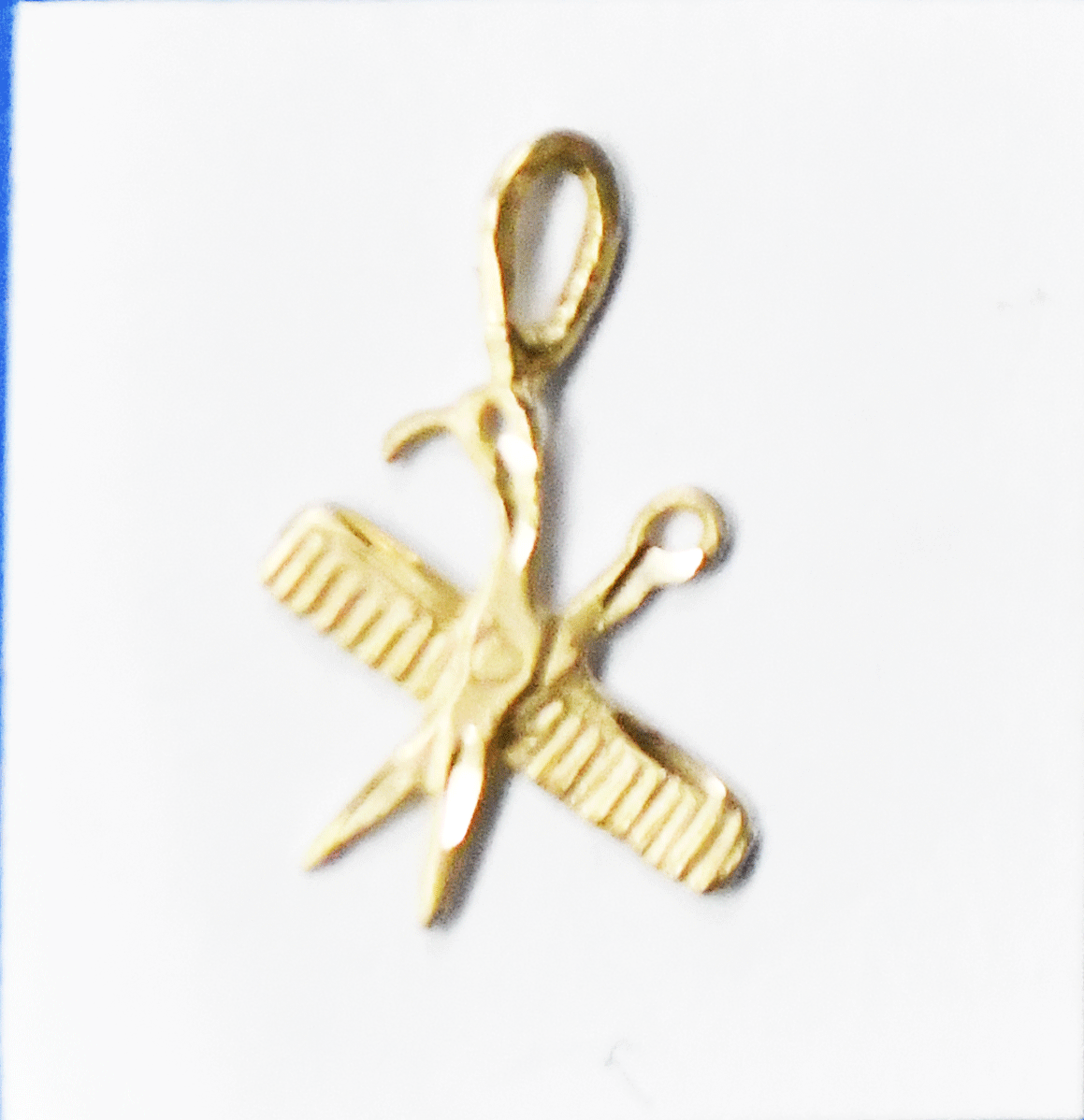 925 Sterling & 14k Gold Scissors Ruler Small Pendant Charm 17mm x 10mm