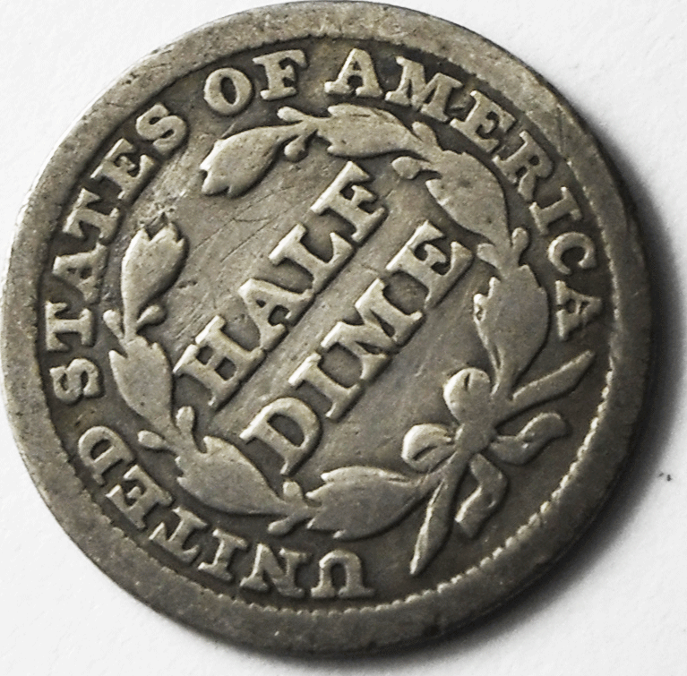 1848 H10c Seated Liberty Silver Half Dime Rare 1848/48 FS-302 EDS