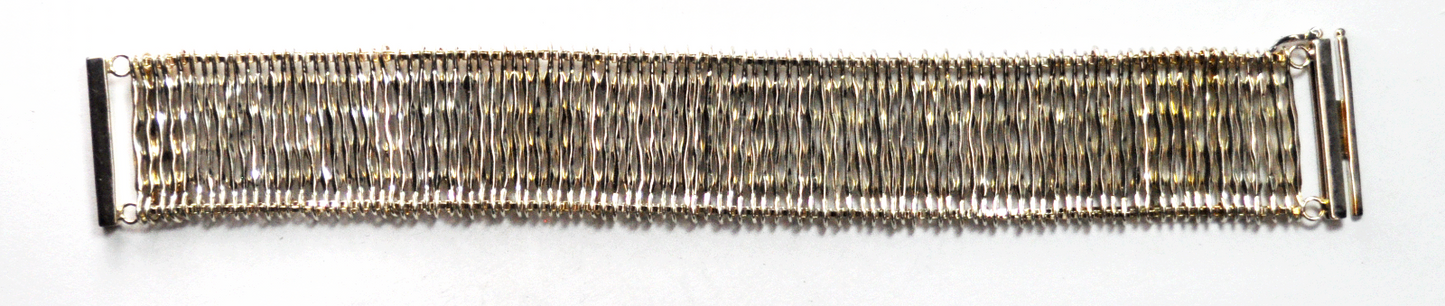 Sterling Silver C^A Canada Mesh Wavy Hammered Link Bracelet 25mm 7.25" Chateau