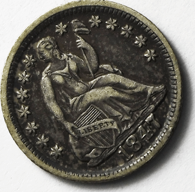 1847 H10c Seated Liberty Silver Half Dime United States