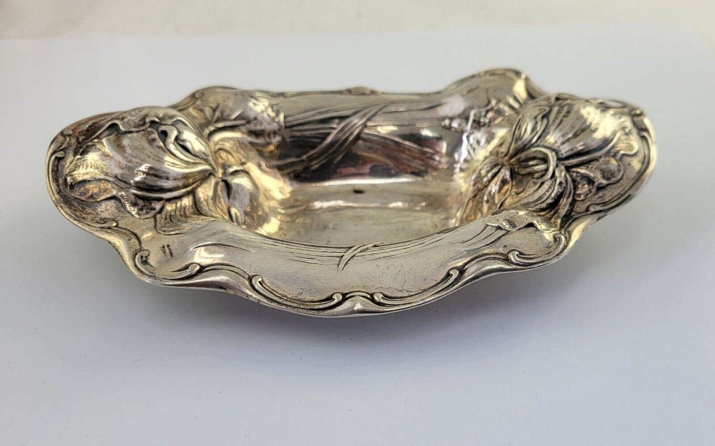 Antique ART NOUVEAU Gorham Sterling Silver 5 7/8" Floral Vanity Dish 2.2oz.