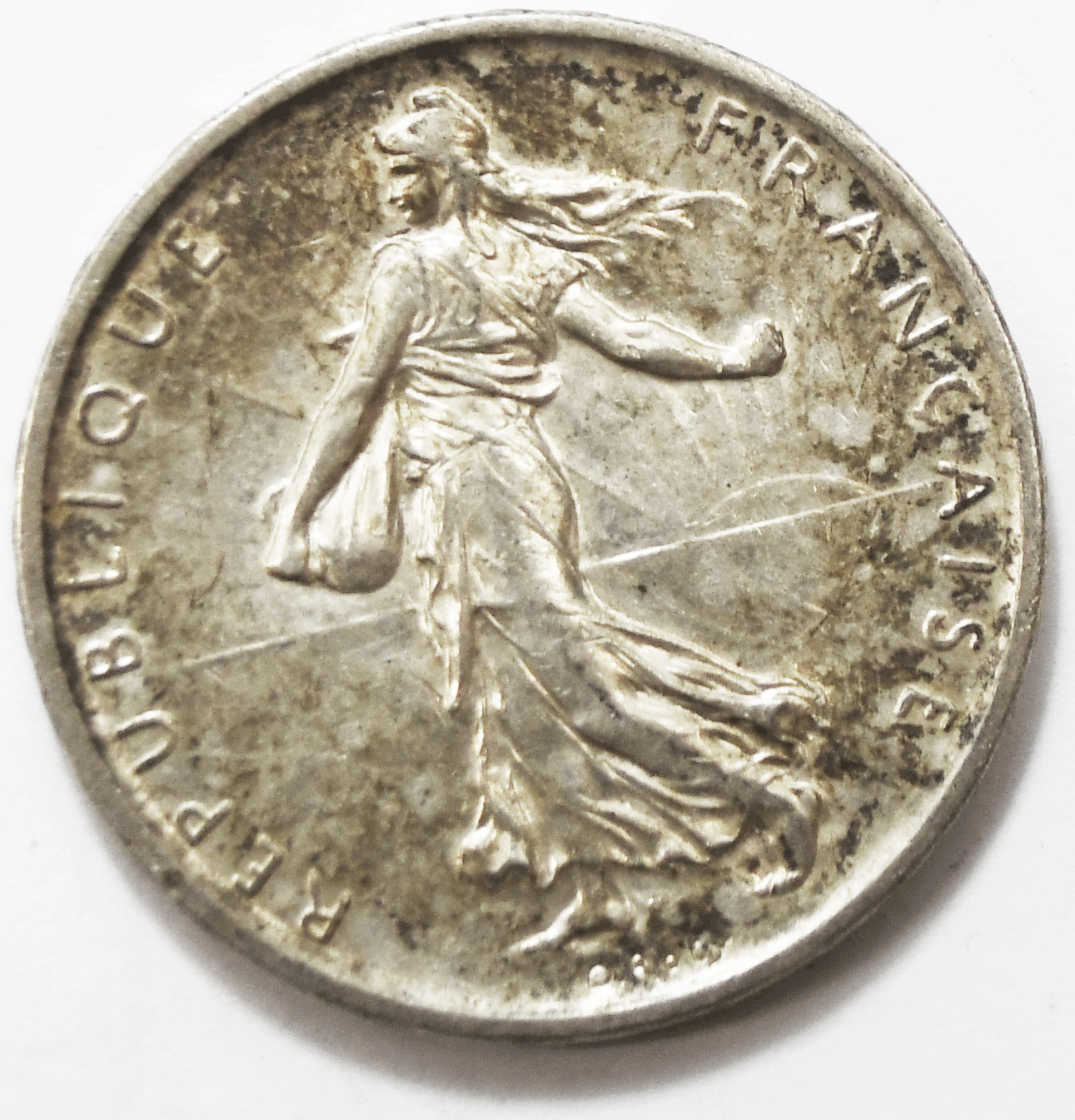 1960 France Silver Five Francs Coin KM# 926