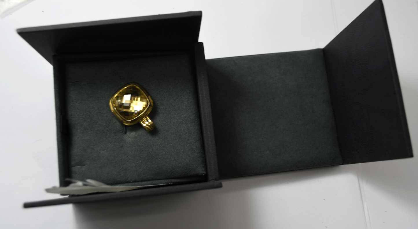 Sterling Silver & 18k David Yurman 34x25mm Square Pendant w Box