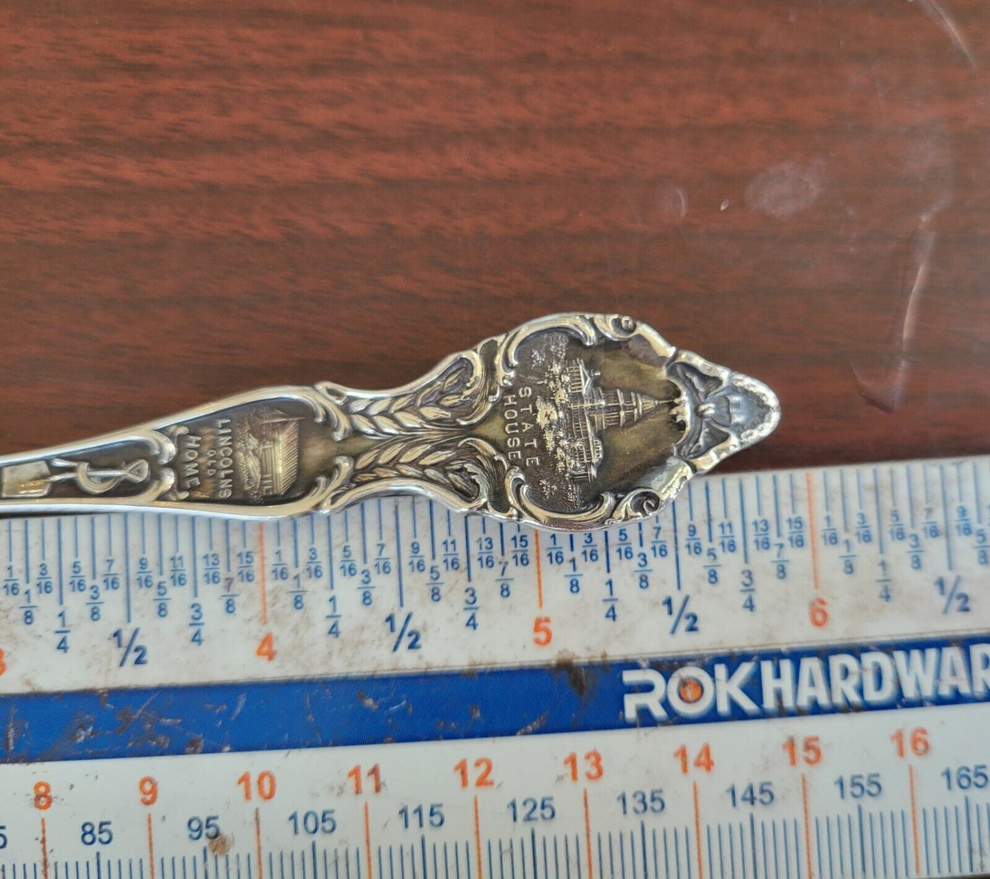 1908 Illinois State Sterling Silver 5 7/8" Souvenir Spoon  .97oz Lincoln