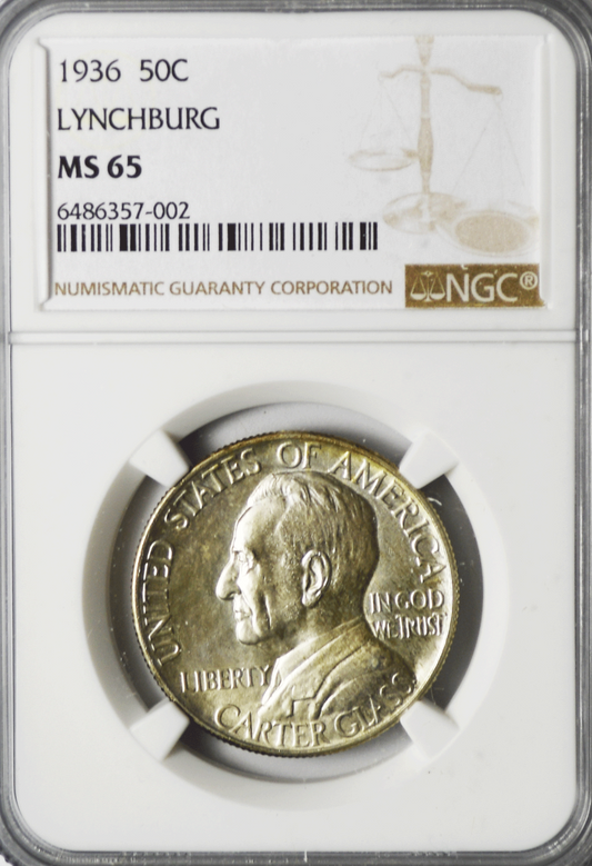 1936 50c Lynchburg Commemorative Silver US Half Dollar Uncirculated MS65