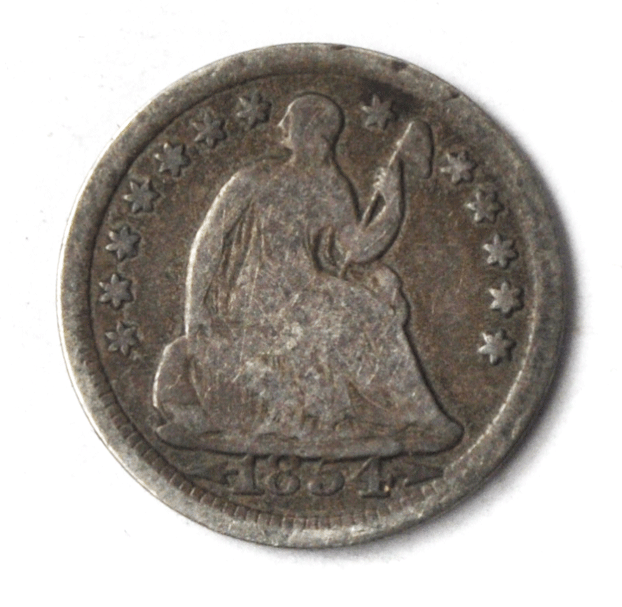 1854 Arrows H10c Seated Liberty Silver Half Dime High Date