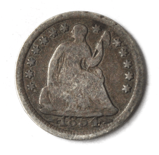 1854 Arrows H10c Seated Liberty Silver Half Dime High Date