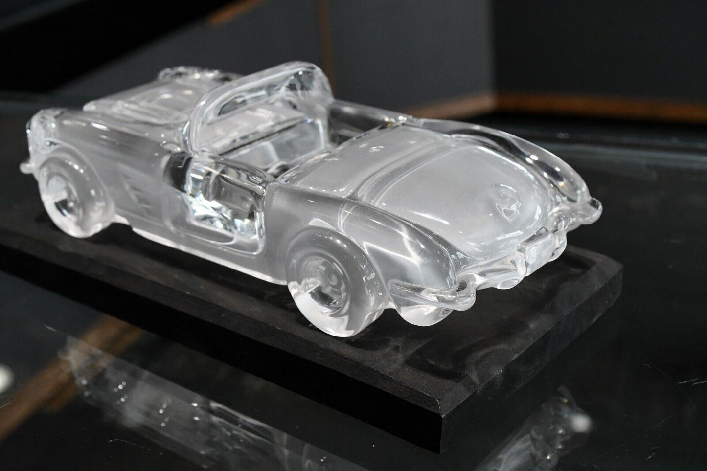Hofbauer Crystal Solid 1959 Corvette with Stand Paperweight Western Germany