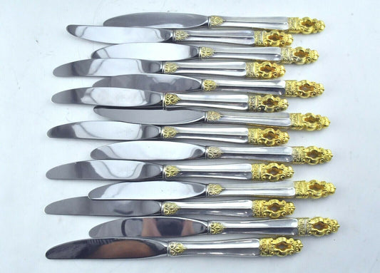 14pc.Hispana-Sovereign "Gold" by Gorham Sterling 9" Hollow Handle Knives Set