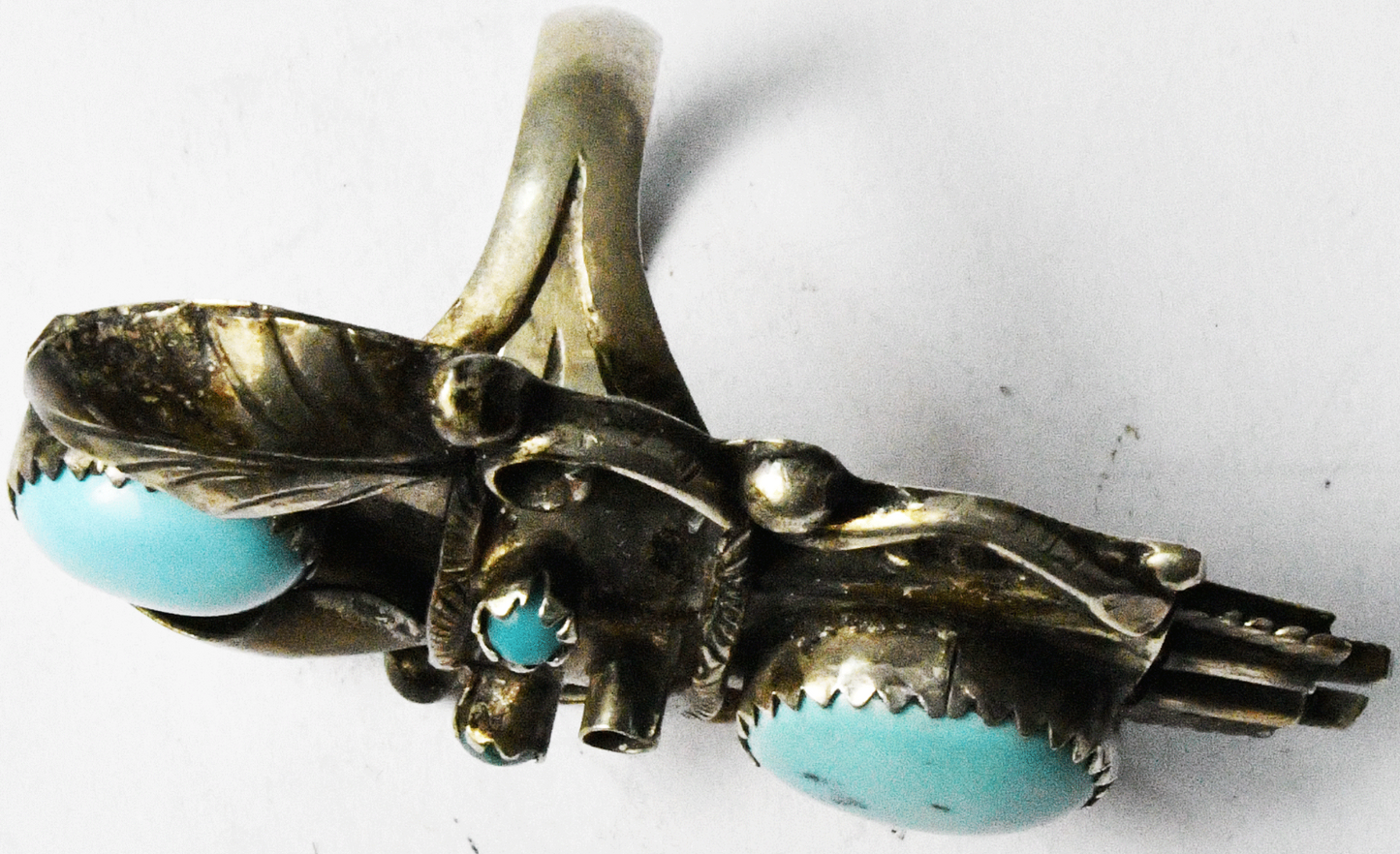 vintage Sterling Silver Kachina Blue Turquoise Ring 46mm Size 7