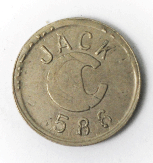 Jack 586 St Paul Minnesota Stamped Over Mary Jerry's Lakeview Tavern Token 21mm