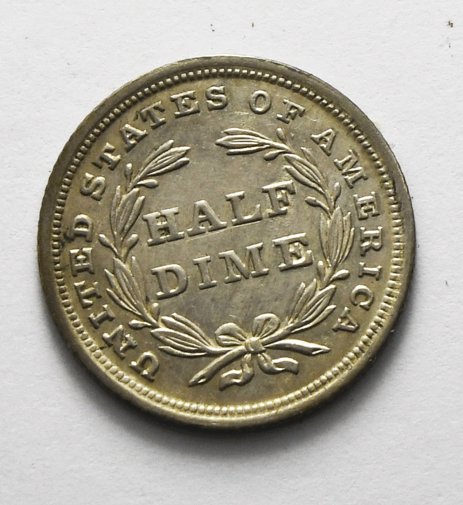 1838 H10c Seated Liberty Silver Half Dime Large Stars AU 5c