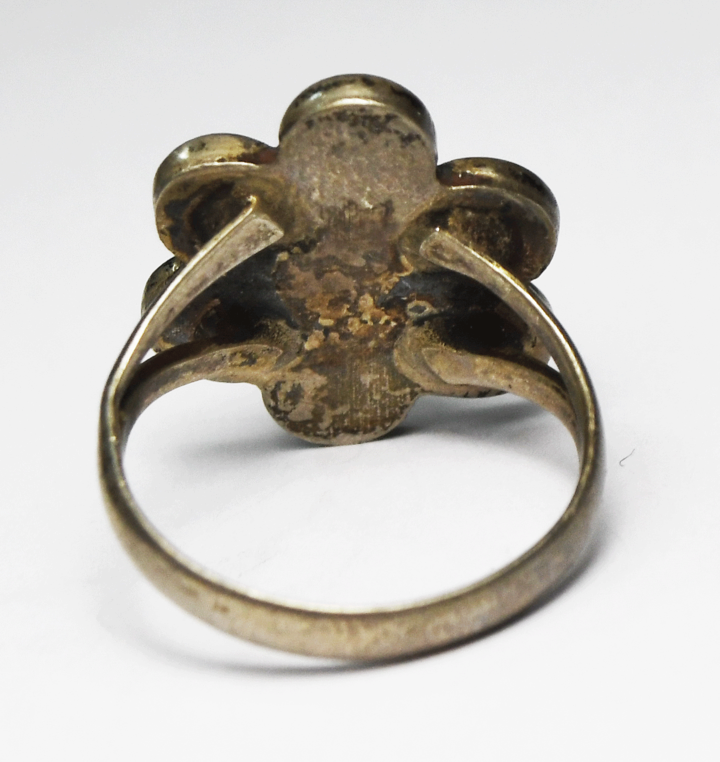 Vintage Sterling Silver Turquoise Flower Ring 21mm Size 8.5