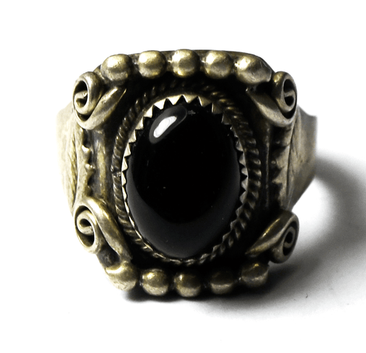 Sterling Silver Benjamin Piaso Black Onyx Ring 22mm Size 13-1/2