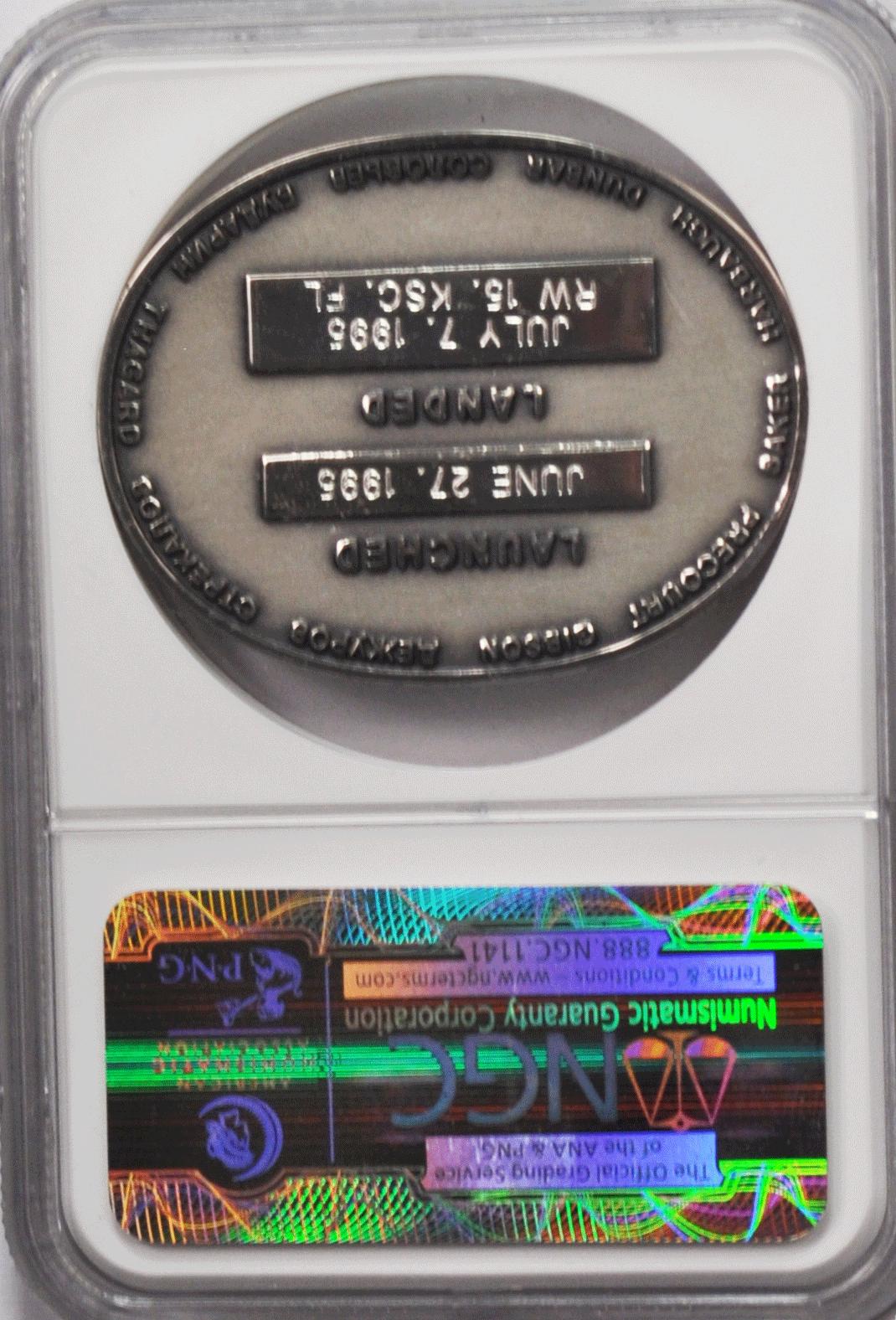 1995 STS-71 Robbins Space Silver Medal Unflown #138 NGC MS65 Atlantis Mir
