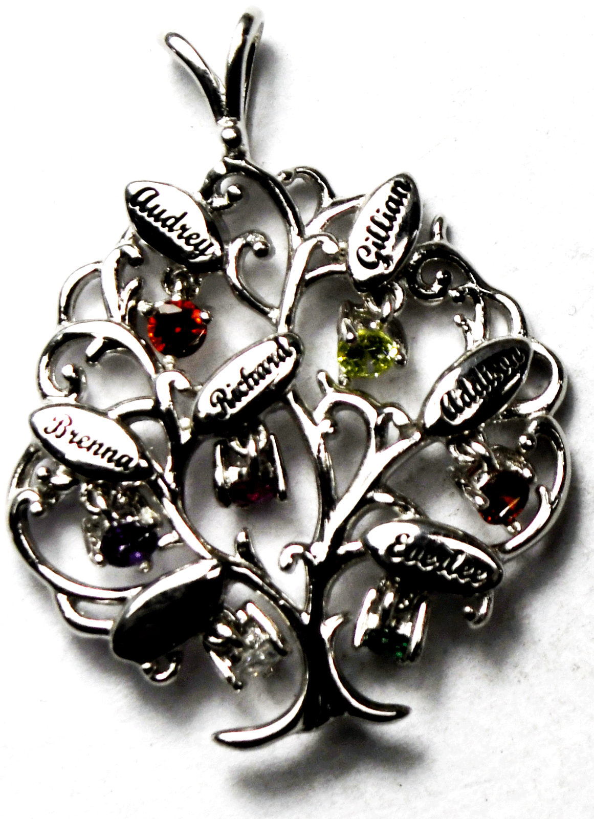 Sterling Silver Bradford BGE Name Tree Multi Stone Pendant 32mm  x 24mm