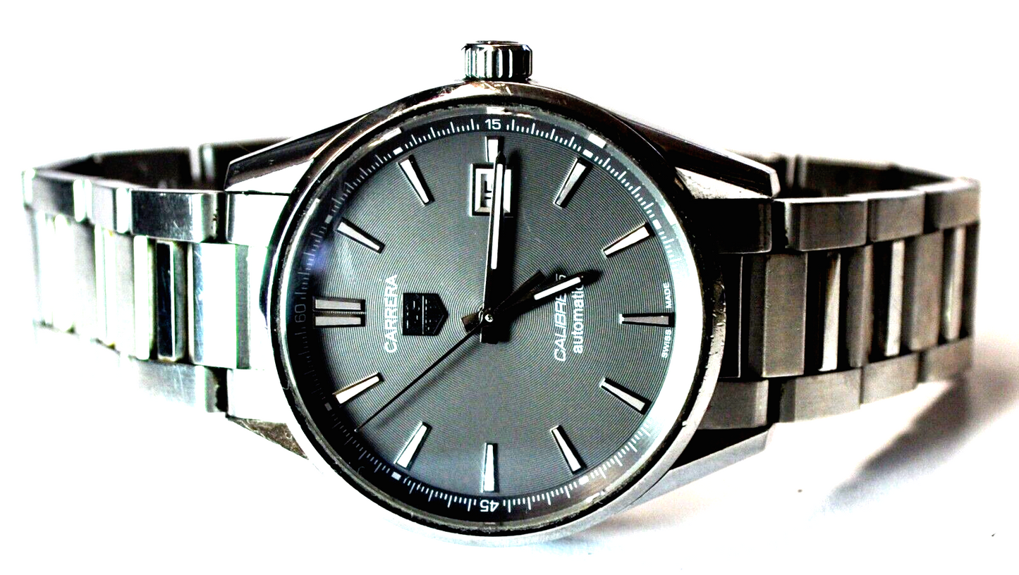 Men's Tag Heuer Carrera Calibre 5 Automatic Gray Dial 38mm Stainless WAR211C-4