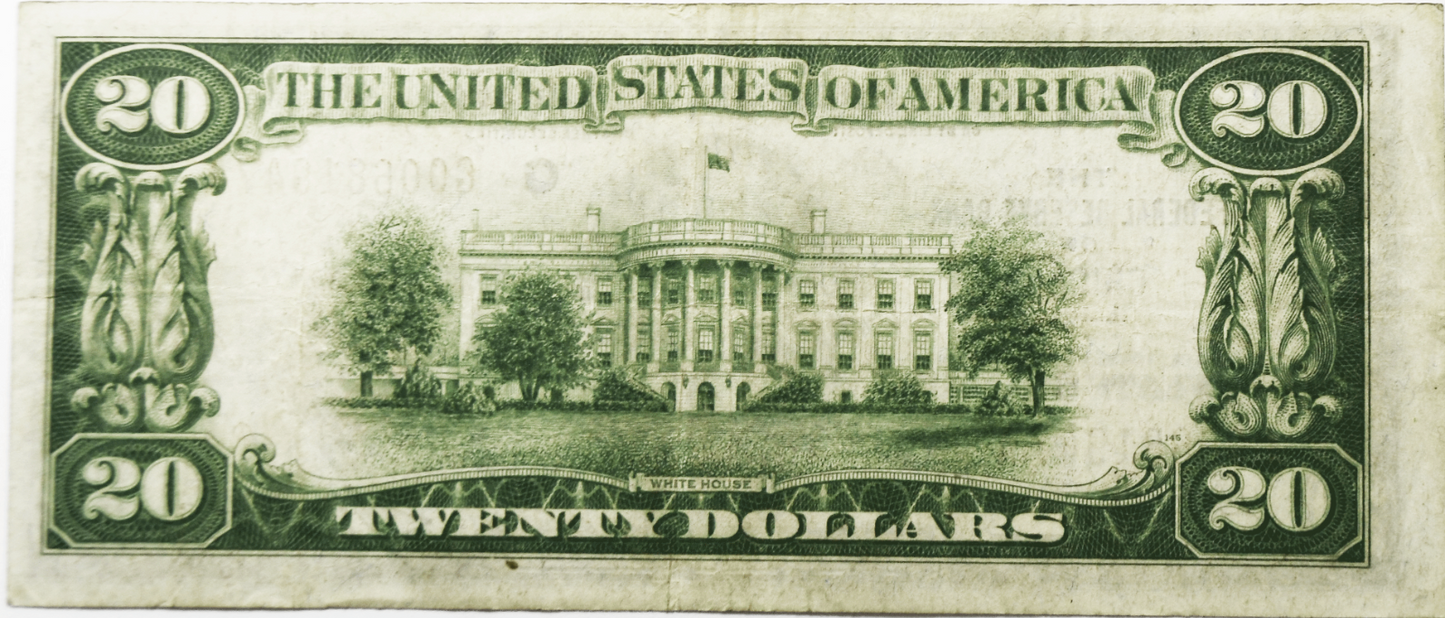 1929 $20 FRBN Federal Reserve Bank Note Chicago Illinois G00681947A