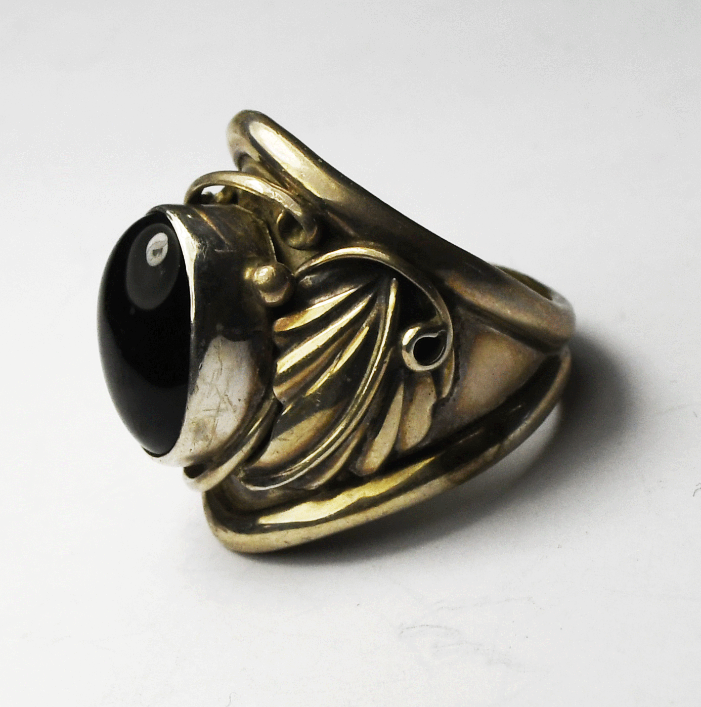 Sterling Silver Carol Felley Oval Onyx Ring 24mm Size 7