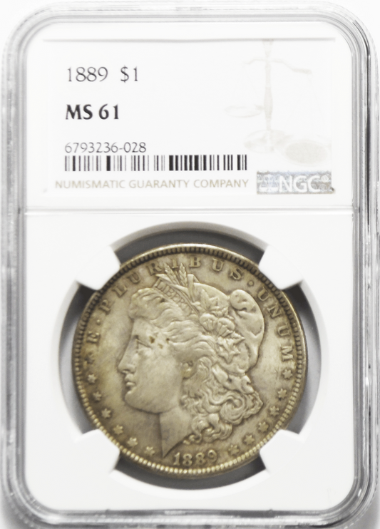 1889 $1 Morgan Silver One Dollar NGC MS61 Philadelphia Uncirculated