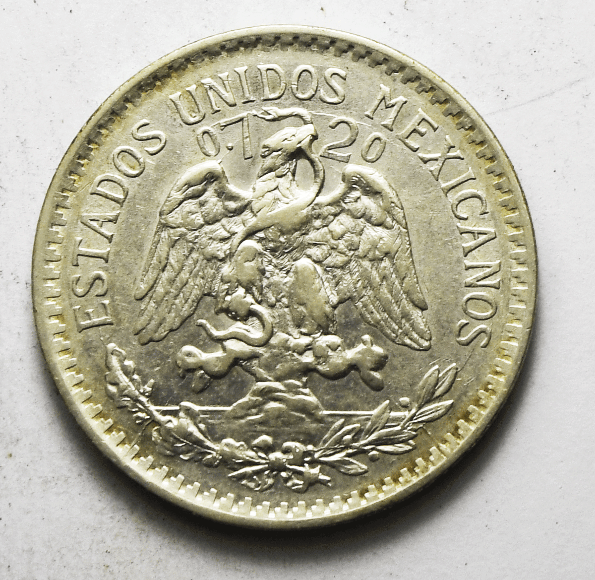 1919 Mexico Estados Unidos Mexicanos 50 Centavos KM# 447 Clashed AU