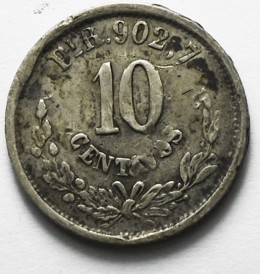 1890 Pi R Mexico Second Republic 10 Centavos Silver Coin KM# 403.9