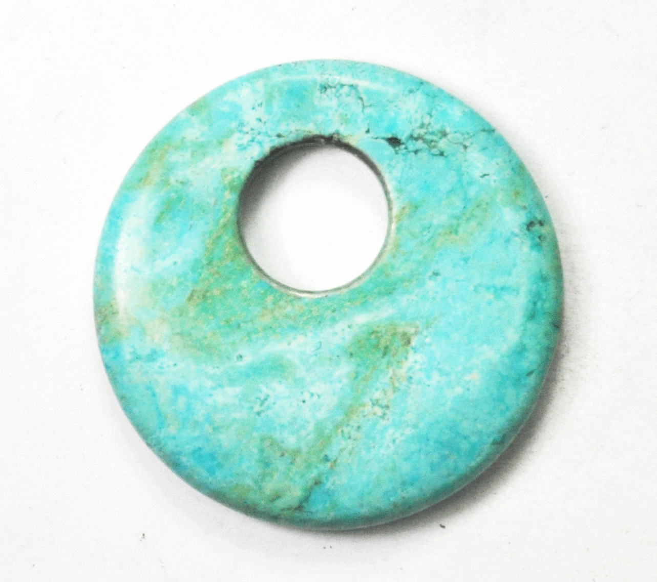 Turquoise Carved Round Disc Pendant 47mm 9mm Bale Opening