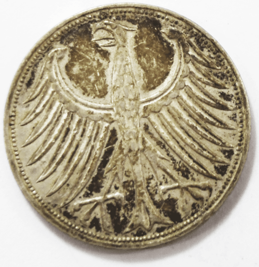 1968 F Germany Federal Republic 5 Five Mark Silver Coin KM# 112.1