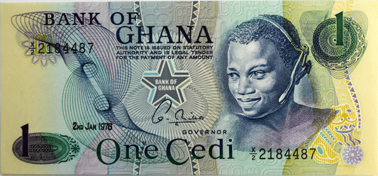 1976 Bank of Ghana One 1 Cedi Banknote Uncirculated Currency X/2 2184487