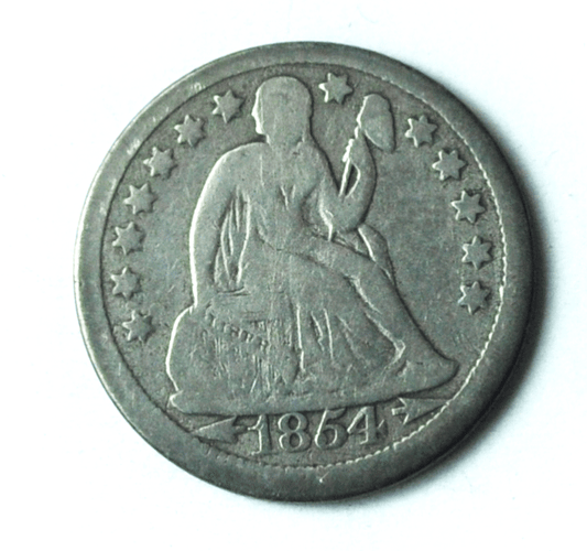 1854 Arrows 10c Seated Silver Dime Ten Cents Philadelphia