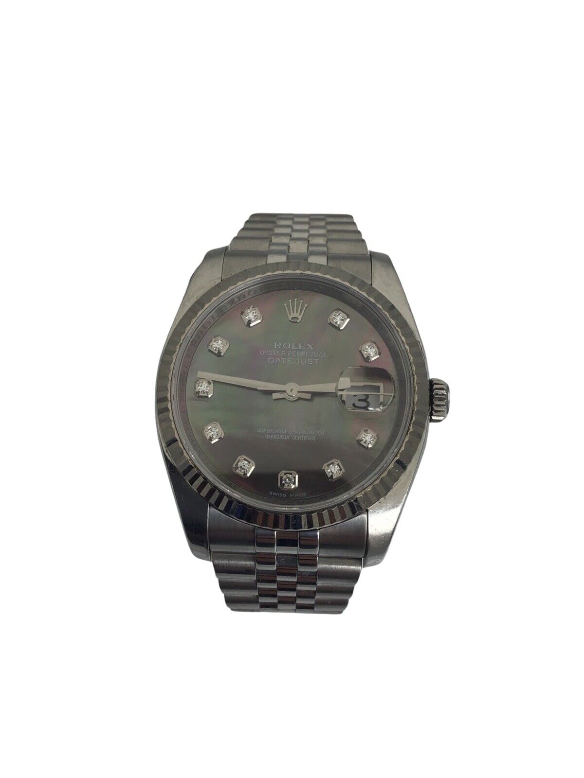 2008 Men's Rolex Datejust 116234 Tahitian MOP Diamond Dial 36mm S/S 3135 Auto
