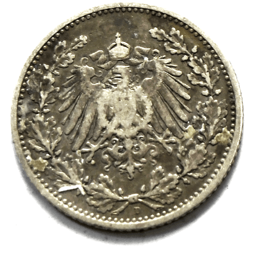 1905 D Germany Empire Silver Half 1/2 Mark KM# 17
