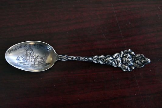 M.E. Church Algona Iowa Sterling 5" Souvenir Spoon by Baker Manchester .47 oz.