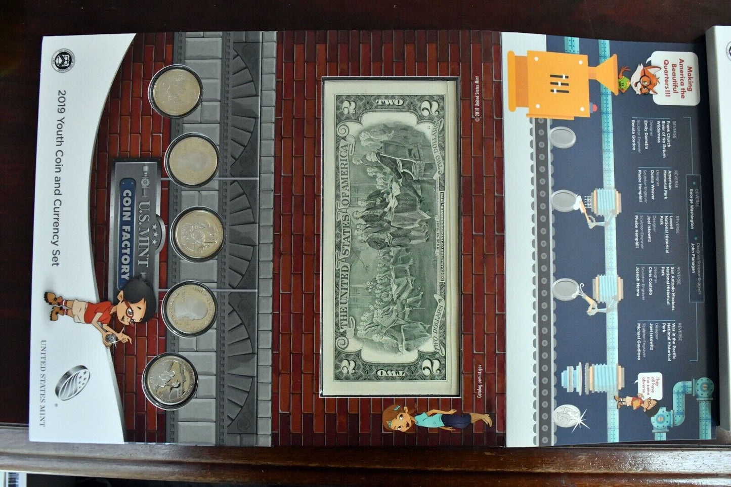 2019 Youth and Currency Set Proof S Quarters and $2 Bill from The US Mint