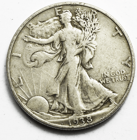 1938 50c Walking Liberty Silver Half Dollar Fifty Cents Philadelphia