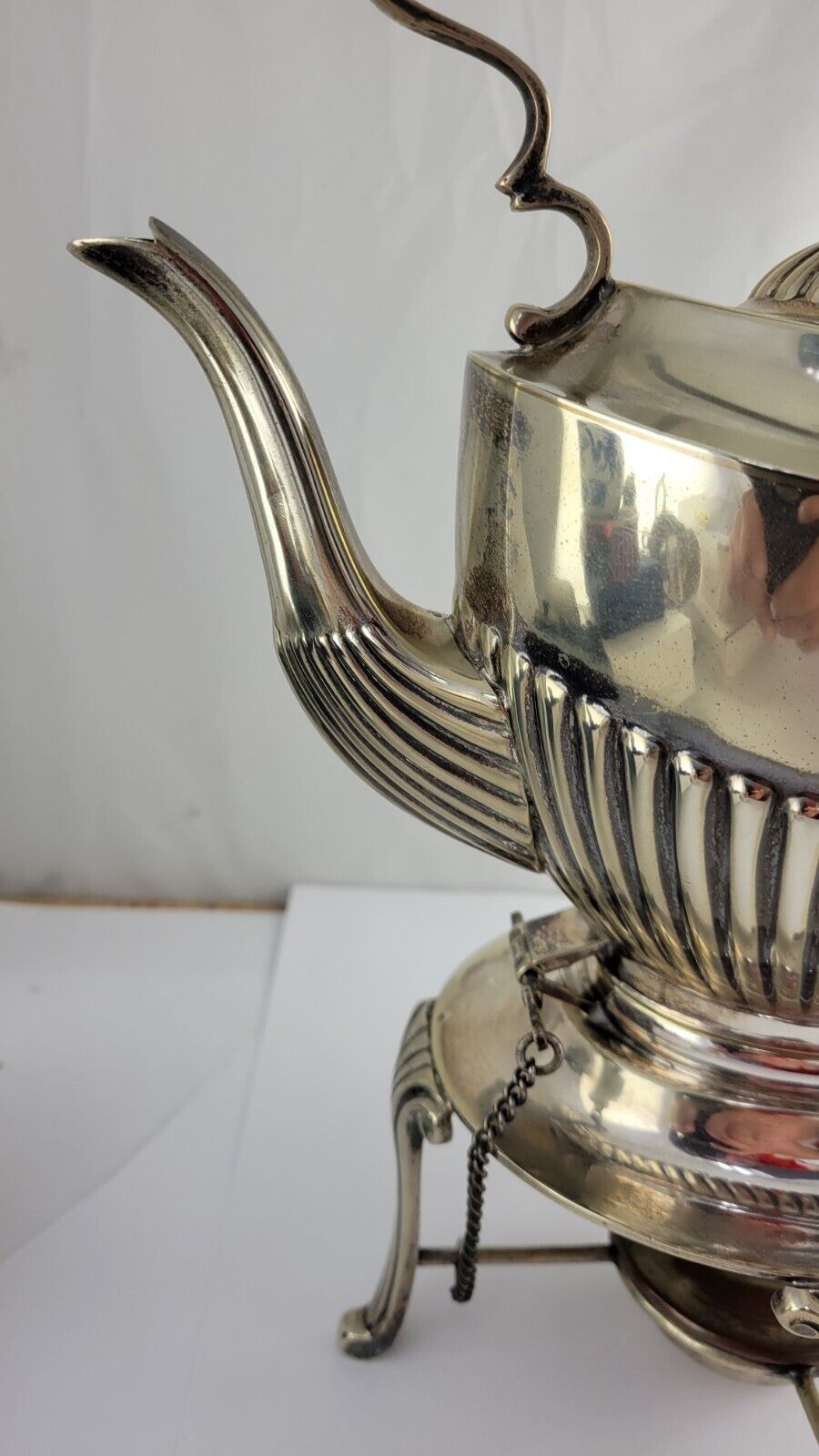 Antique Sheffield Silver Plate Tea Pot Spirit Kettle Stand and Burner