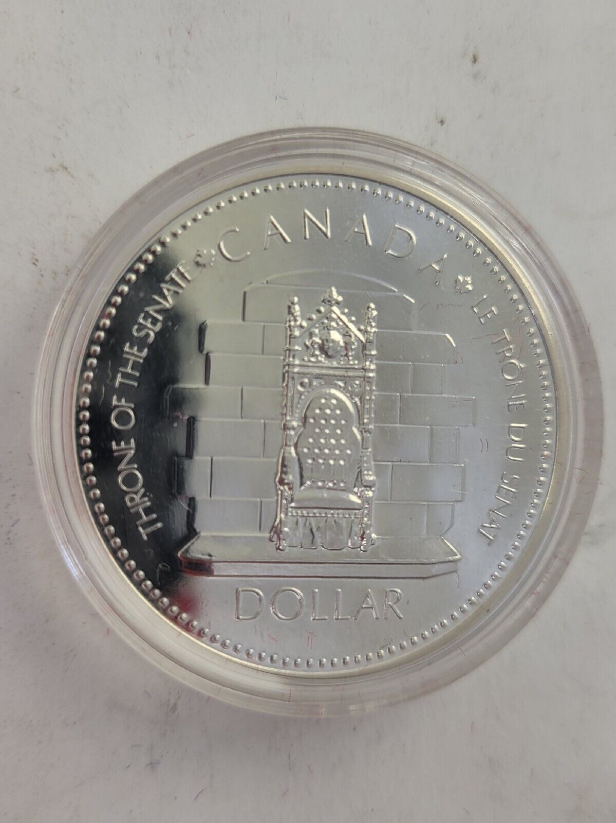 1977 Canada 1 One Dollar Commemorative Throne of the Senate 50% Silver Boxed