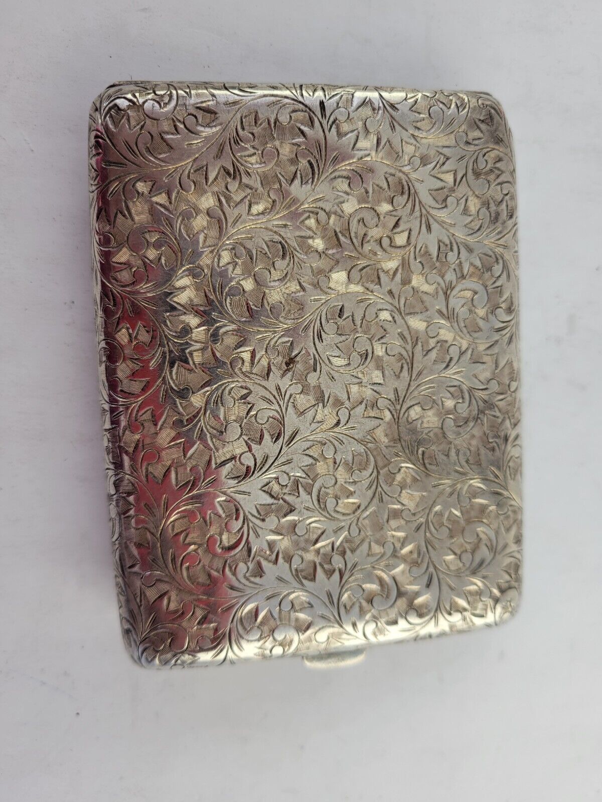 Vintage Etched Design .950 Fine Silver 4"x3"Cigarette Case 3.7oz