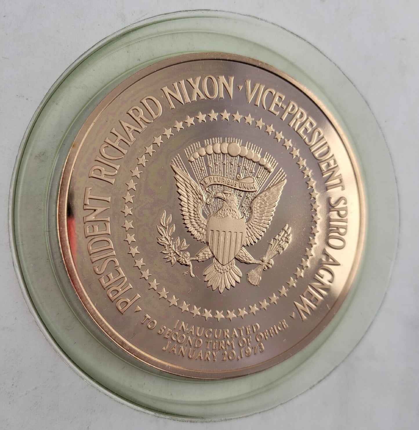 1973 President Richard NIXON / AGNEW INAUGURAL BRONZE PROOF MEDAL Franklin Mint