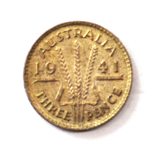 1941 Australia 3p Three Pence Silver Coin KM#37