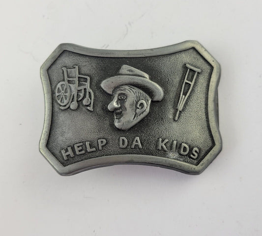 Jimmy Durante Help Da Kids Belt Buckle Regis Fabrication, Meriden, Conn. Vintage