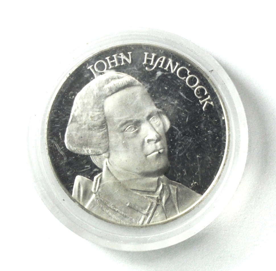 Franklin Mint Sterling Silver John Hancock Merchant Medal 31mm