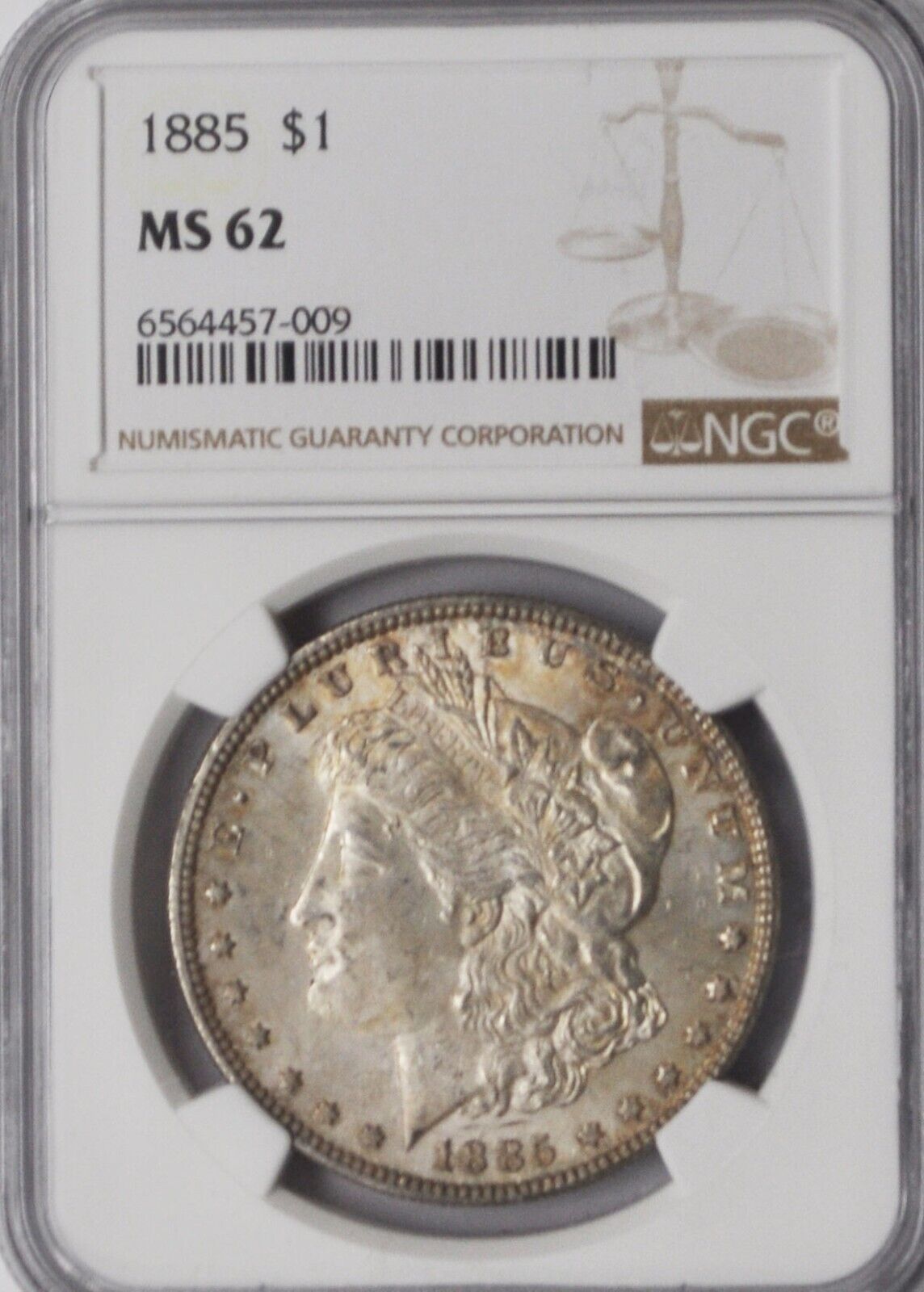 1885 $1 Morgan Silver One Dollar MS62 NGC  Pitted Reverse VAM 1A2 Hot 50