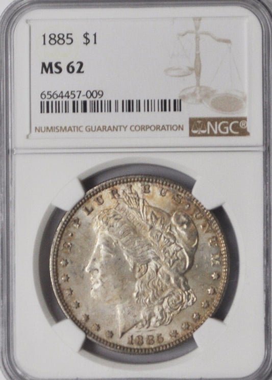 1885 $1 Morgan Silver One Dollar MS62 NGC  Pitted Reverse VAM 1A2 Hot 50