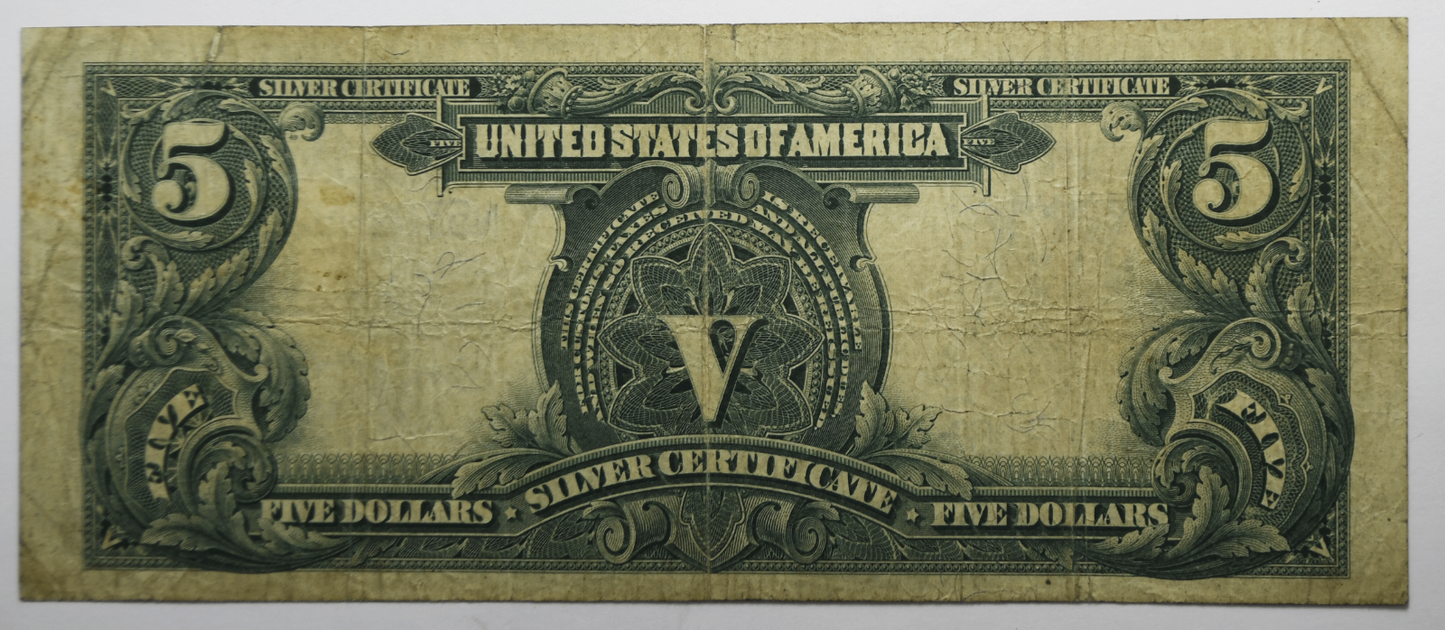 1899 $5 Indian Chief Silver Certificate Large Note Blue Seal N53090826 Fr#281