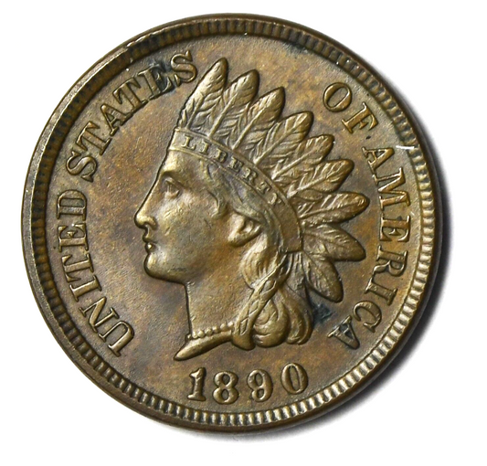 1890 1c Indian Head Penny One Cent US Philadelphia Uncirculated