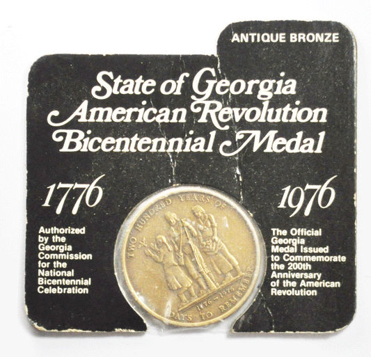 1976 State of Georgia American Revolution Bicentennial Medal Bronze Carded 38mm