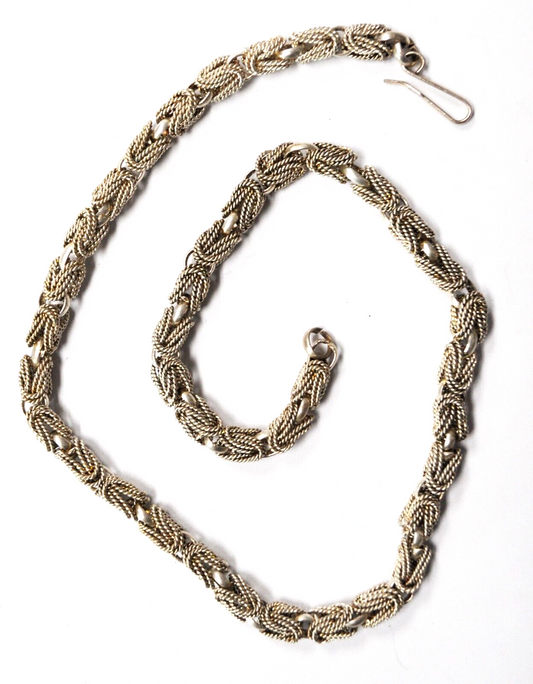 Silver Plated Textured Wire Rope Byzantine Necklace 6mm 18.5"