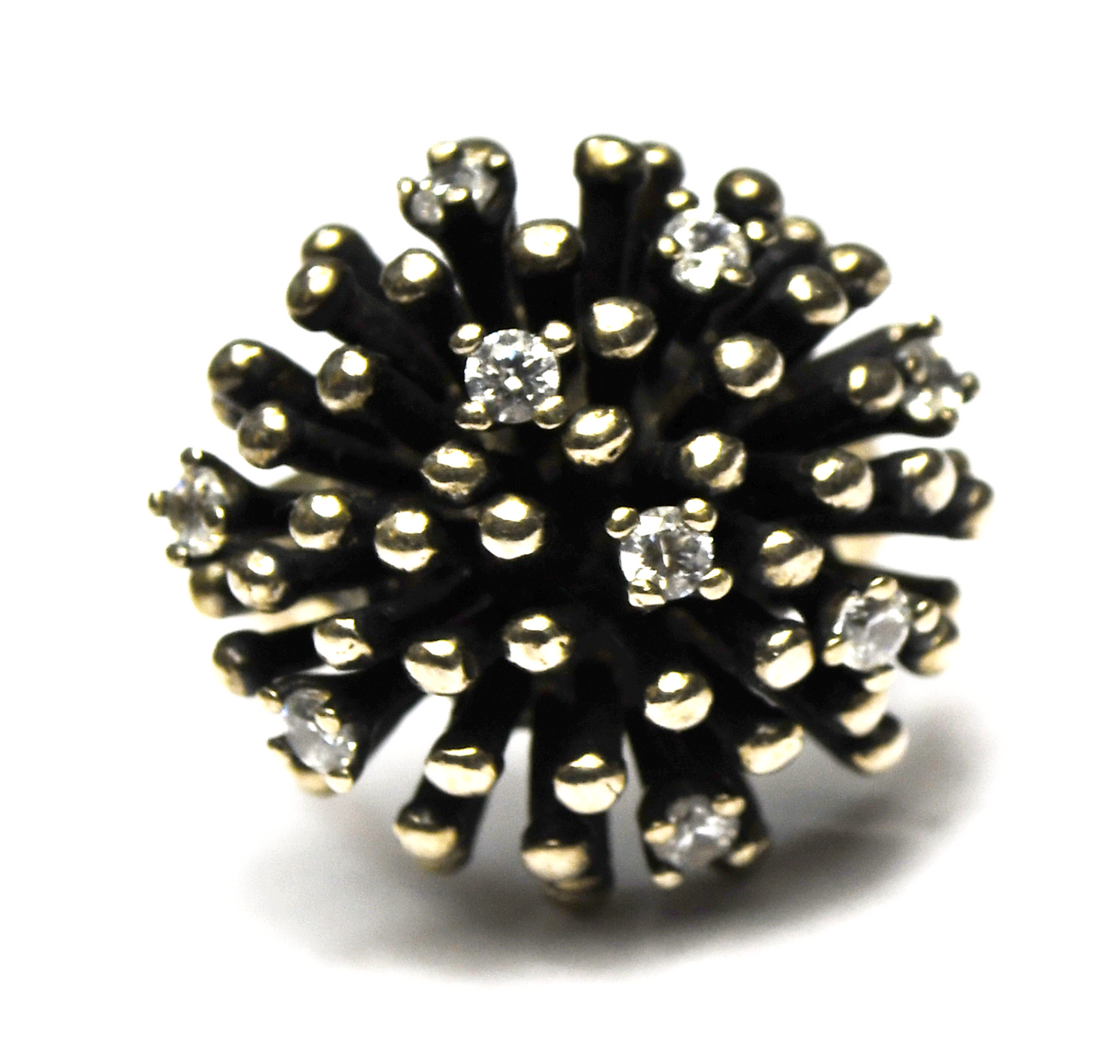 Sterling Silver Silpada R2762 Brutalist CZ Pistil Ring 22mm Size 7