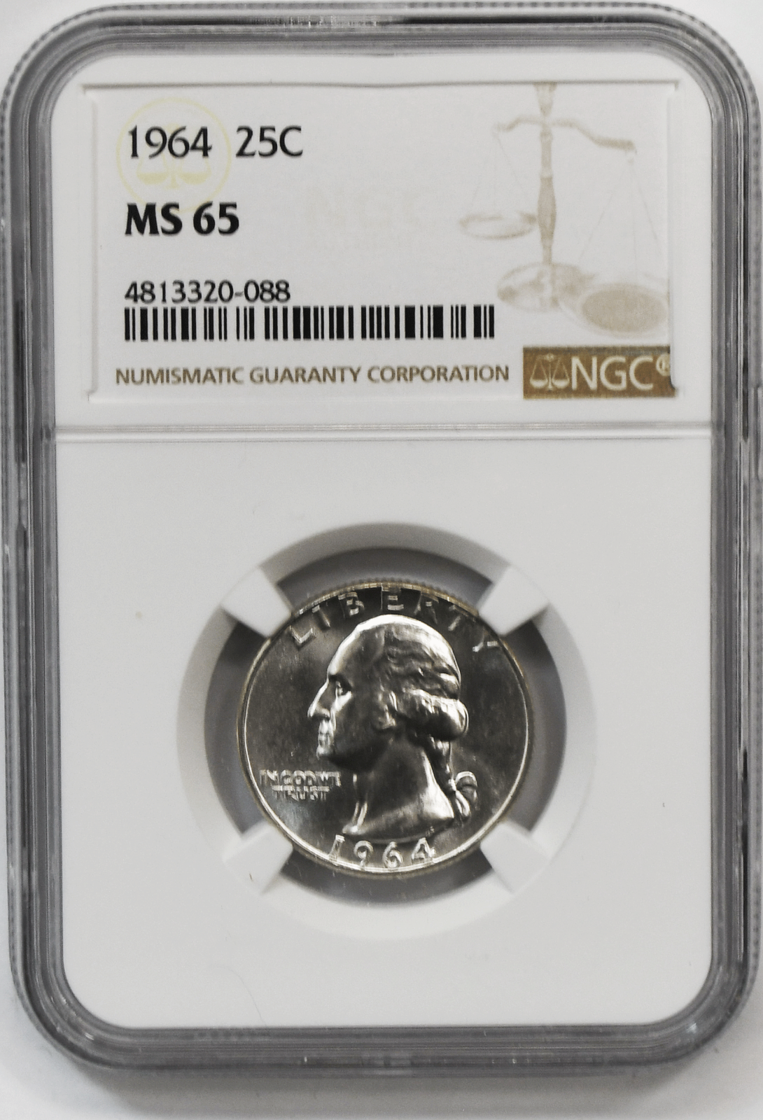 1964  25c Washington Silver Quarter Dollar NGC MS65 Brilliant Uncirculated